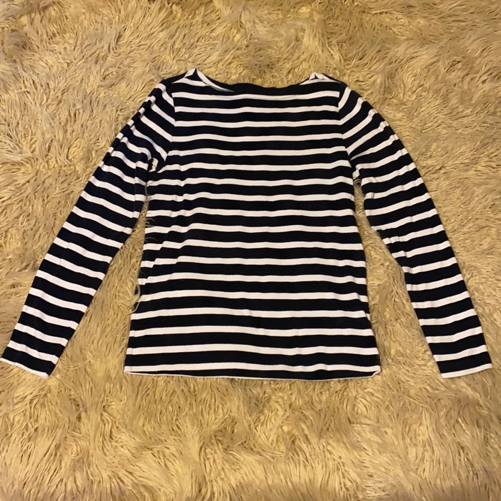 Navy and White Striped Gap XL Fitted Long Sleeved Shirt